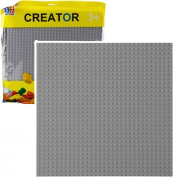 Płytka konstrukcyjna do klocków, szara 25,5 × 25,5 cm