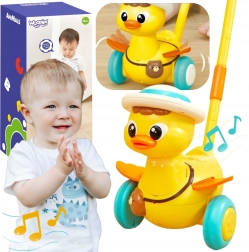 Woopie przyciskany chodzik na kiju kaczuszka ze światłami i dźwiękami