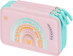 Szkolny piórnik trzywarstwowy BAAGL Tęcza różowy