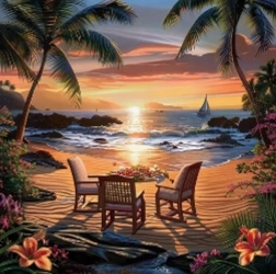 Diamentowe malowanie Posiedzenie o zachodzie słońca 30 × 40 cm