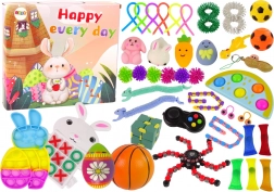 Wielkanocny zestaw zabawek fidget Pop It i squishy antystresowe – 42 sztuki