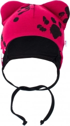 niemowlęca bawełniana czapeczka z uszkami New Baby ciemnoróżowa 56 (0–3 m)