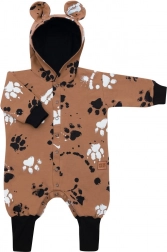 Niemowlęcy bawełniany kombinezon z kapturem i uszkami NEW BABY łapka musztardowy 86 (12–18 m)