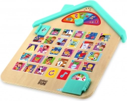 drewniany muzyczny domek z alfabetem cz/sk