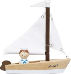 Le Toy Van drewniany żaglowiec z kapitanem
