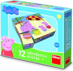 Dino drewniane obrazkowe klocki Peppa Pig – 12 klocków