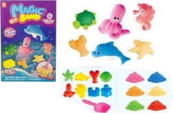 Piasek kinetyczny 3D z foremkami, 2 kolory w zestawie