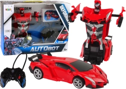 Transformujący się auto-robot zdalnie sterowany, czerwony