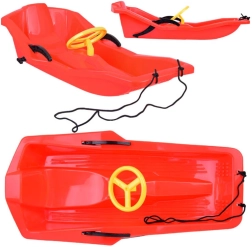 Dziecięce plastikowe sanki z oparciem i kierownicą