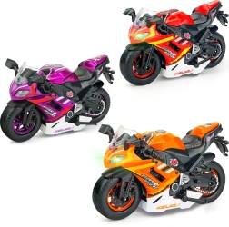 Motocykl na napęd typu pull-back z efektami 16 cm