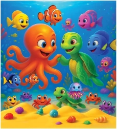 Drewniane puzzle ośmiornica i żółw WOODEN CITY, 20 elementów