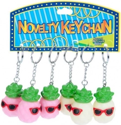Świecący brelok do kluczy ananas w okularach przeciwsłonecznych