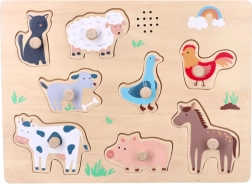 Dźwiękowe drewniane puzzle farma