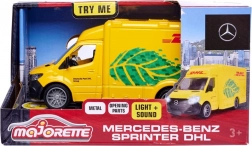 Metalowy model furgonu MERCEDES-BENZ DHL Majorette Grand 12,5 cm ze światłami i dźwiękami