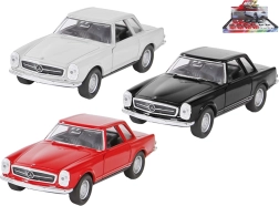 Metalowy model MERCEDES-BENZ 230 SL 1963 Welly 1:34–39 z otwieranymi drzwiami i napędem pull-back