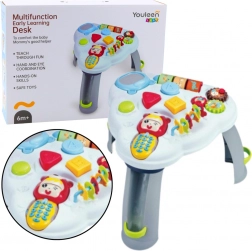 Interaktywny trójkątny edukacyjny stolik z telefonem, światłami i dźwiękami