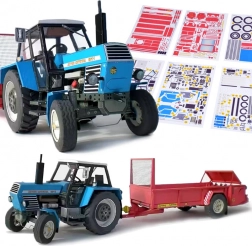 Papierowy model traktora ZETOR Crystal 8011 z rozsiewaczem RU-5 1:32