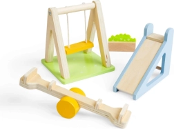 Bigjigs Toys drewniany zewnętrzny plac zabaw do domku dla lalek