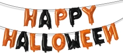 Halloweenowy zestaw foliowych balonów Happy Halloween z taśmą mocującą