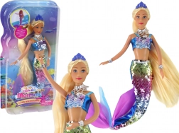 Lalka syrena z długimi blond włosami i łuskowatym ogonem