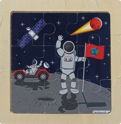 Drewniane puzzle Kosmos – Na Księżycu, 9 elementów
