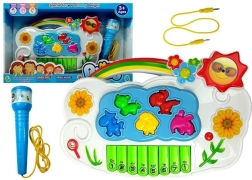 Elektroniczne dziecięce pianino Kwiatuszki z mikrofonem i podłączeniem do telefonu