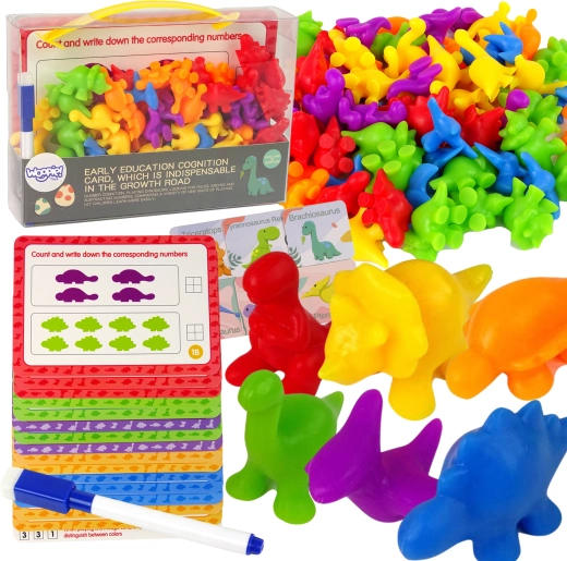 WOOPIE Edukacyjny Zestaw Nauka Liczenia Montessori Dino Układanka 95 szt.