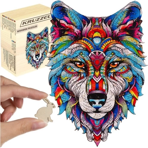 Drewniane puzzle KRUZZEL – wilk 170 elementów