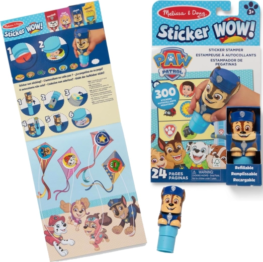 Melissa & Doug Sticker wow! Psi Patrol Chase – pieczątka z naklejkami z książeczką aktywności - 1 szt.