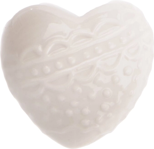 Białe porcelanowe serce dekoracyjne 6 × 4 × 6 cm