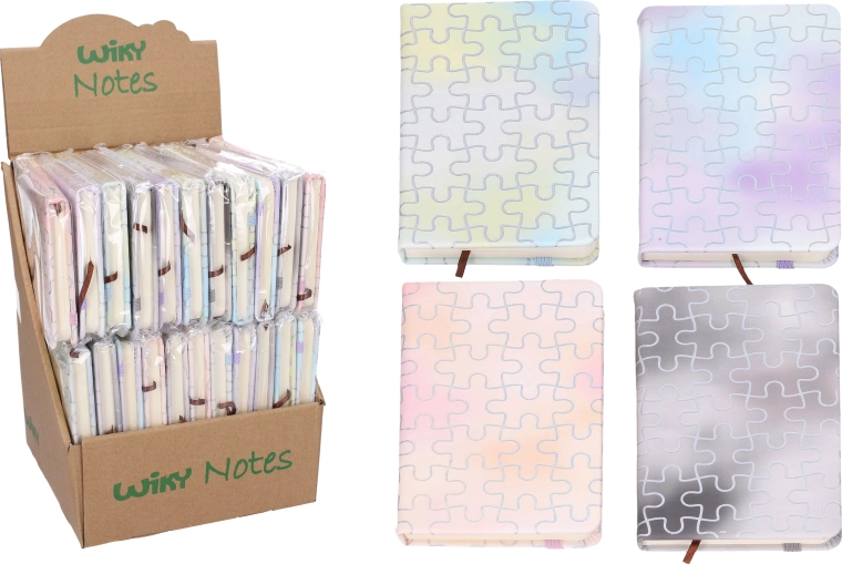 Liniowany notes z gumką 14 × 8,6 cm, 80 stron, kolorowy