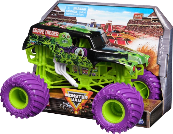Metalowe nadwozie z ikoniczną grafiką Grave Digger