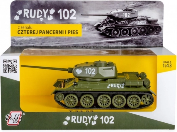 model czołgu T‑34 Rudy 102 w skali 1:43