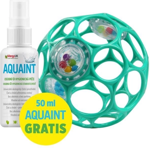 OBALL grzechotka Rattle 10 cm (ciemny turkus) + woda oczyszczająca AQUAINT 50 ml