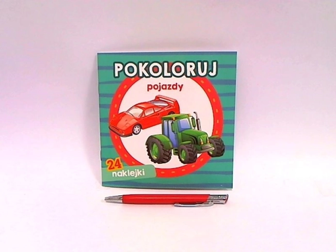 Pokoloruj pojazdy – kolorowanka z naklejkami