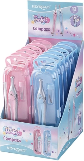 Cyrkiel Keyroad Pastel w etui, niebieski lub różowy