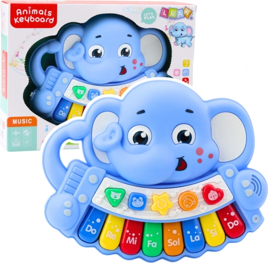 Interaktywne pianinko Słonik Niebieski – Melodie, Skale, Dźwięki zwierząt
