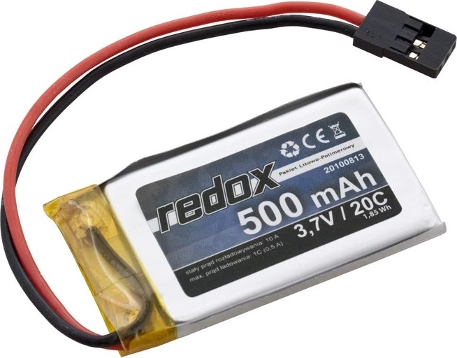 Akumulator Li-Pol Redox 500 mAh 3,7 V 20C z konektorem JR - 1 szt.
