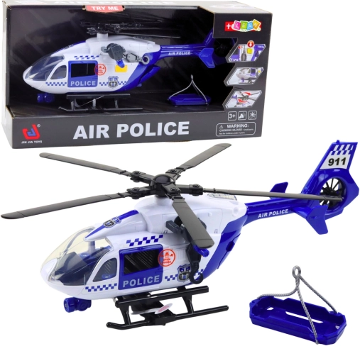 policyjny helikopter ze światłami i dźwiękami 1:12 z hakiem i noszami