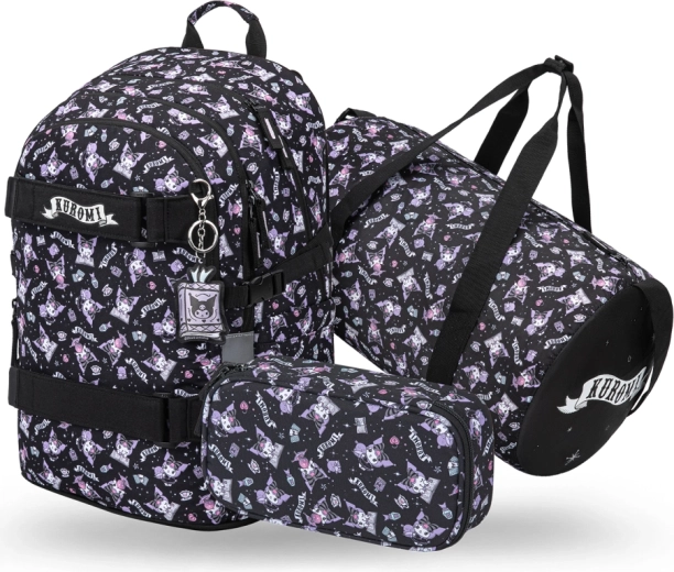 Zestaw Baagl Skate Kuromi Black – plecak, piórnik etui i składana torba sportowa
