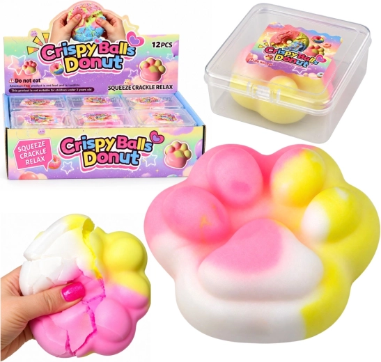 Sensoryczny antystresowy zgniatak w kształcie kociej łapki, chrupiący, w pudełku, pastelowy, 7,5 cm - 1 sztuka