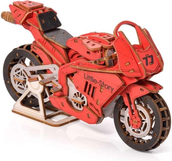 Little Story drewniane puzzle 3D Grand Prix czerwony motocykl
