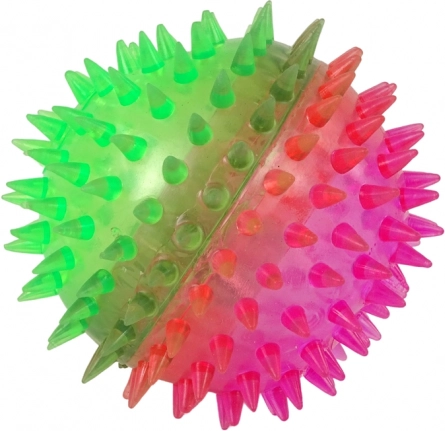 Przezroczysta piłeczka z kolcami 8,5 cm z dwukolorowym światłem