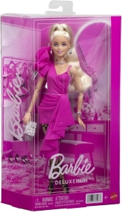 Barbie Deluxe Style – modelka w różowej sukni z falbaną