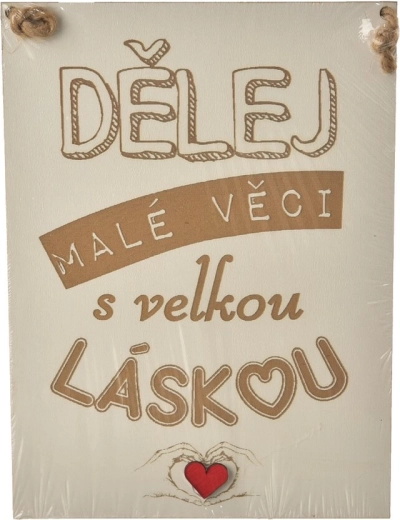 Drewniana dekoracyjna tabliczka „Rób małe rzeczy” 20 × 28 cm