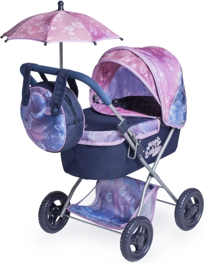 Składany wózek dla lalek z parasolką i torbą Magic Bubble 60 cm