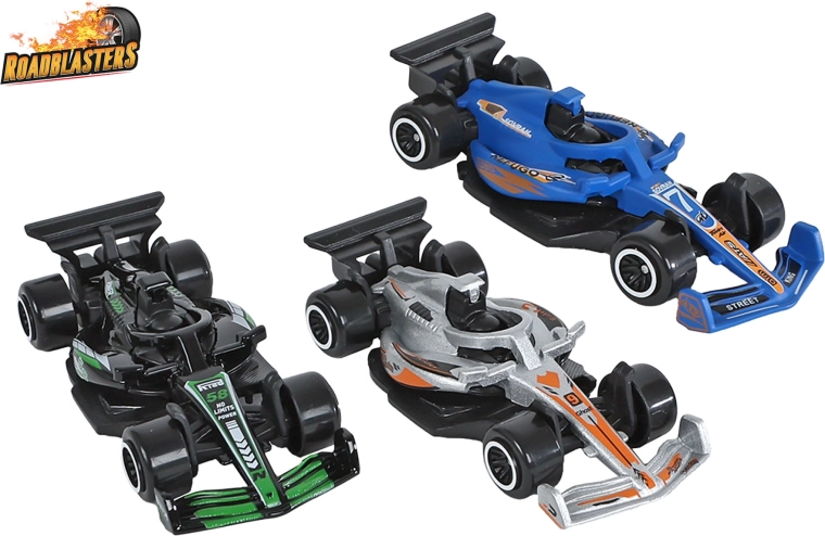 Metalowe bolidy Roadblasters 7,5 cm - zestaw 3 szt.