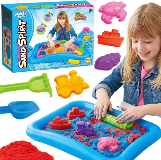 Woopie Sand Spirit piasek kinetyczny – zestaw z dmuchanym basenikiem i foremkami 3+