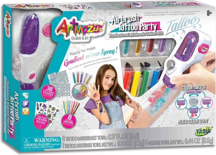 Studio tatuażu airbrush Tasia z akcesoriami i 38 szablonami