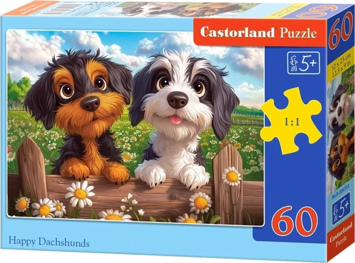 Puzzle Szczęśliwe jamniki, 60 elementów